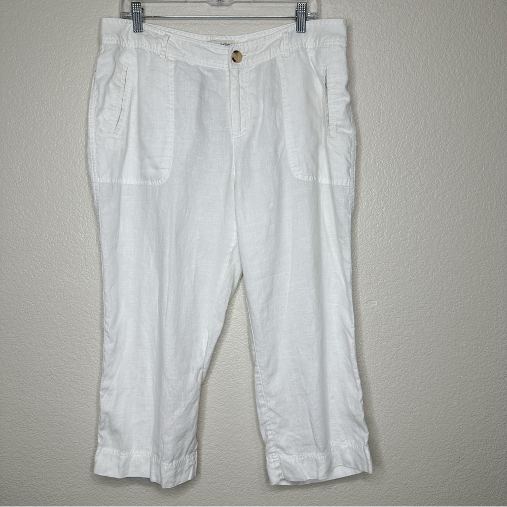 Cherokee 100% Linen White Capri Pants, Size 16